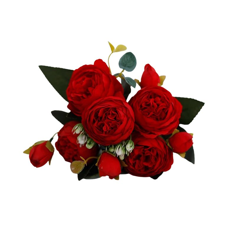 Fleur Artificielle Rouge En Bouquet Décoratif Raffiné, fleur artificielle rouge décorative
