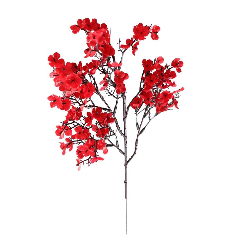 Fleur Artificielle Rouge En Branche Florale Délicate, fleur artificielle rouge éclatante