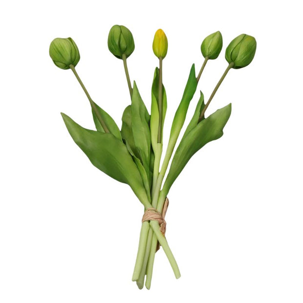 Fleur Artificielle Vert Tulipes avec Feuillage Réaliste, fleurs artificielle vert élégante