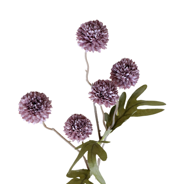Fleur Artificielle Violet En Tige Avec Fleurs Pompon Texturées, fleur artificielle violet décorative