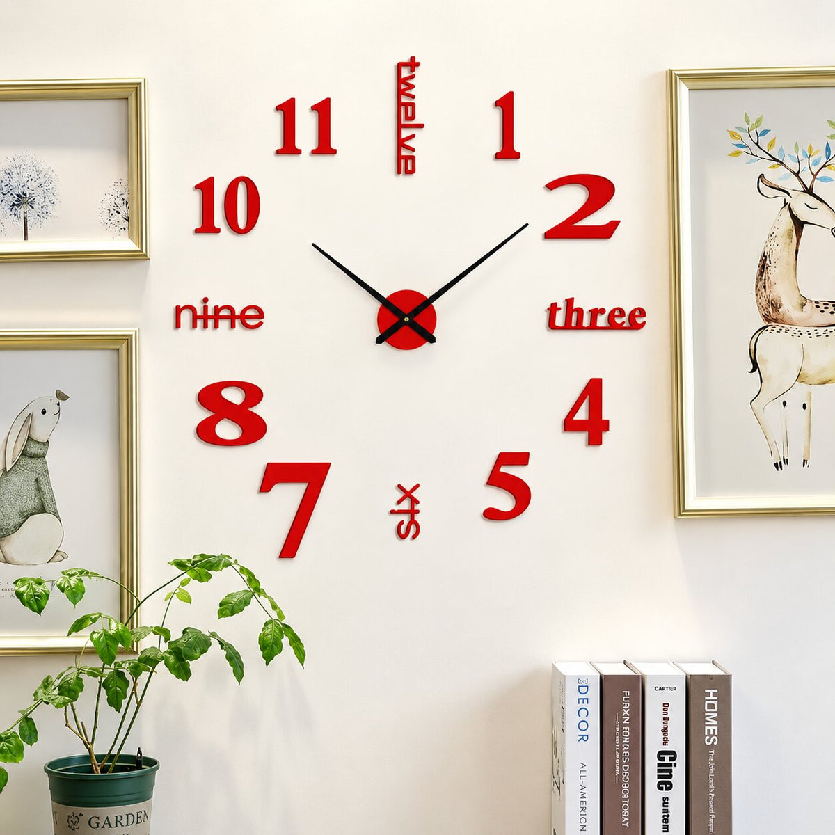 Grande Horloge Murale Autocollante 3D