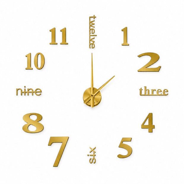 Grande Horloge Murale Autocollante 3D