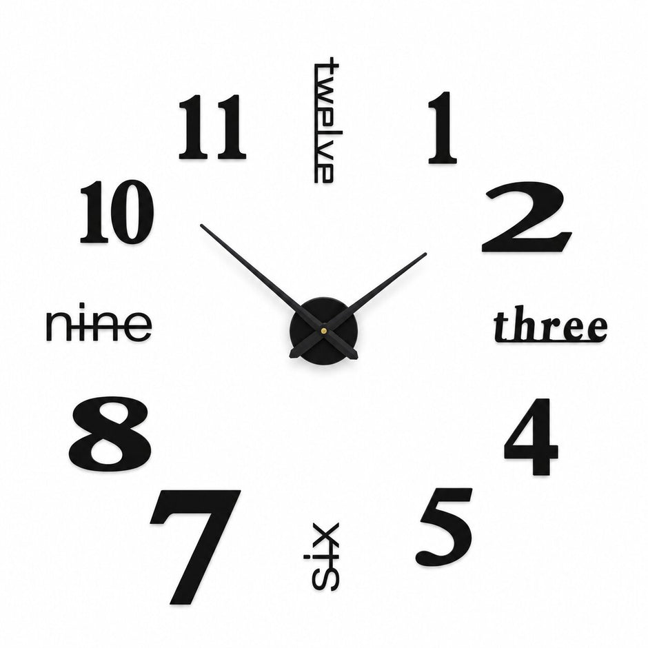 Grande Horloge Murale Autocollante 3D