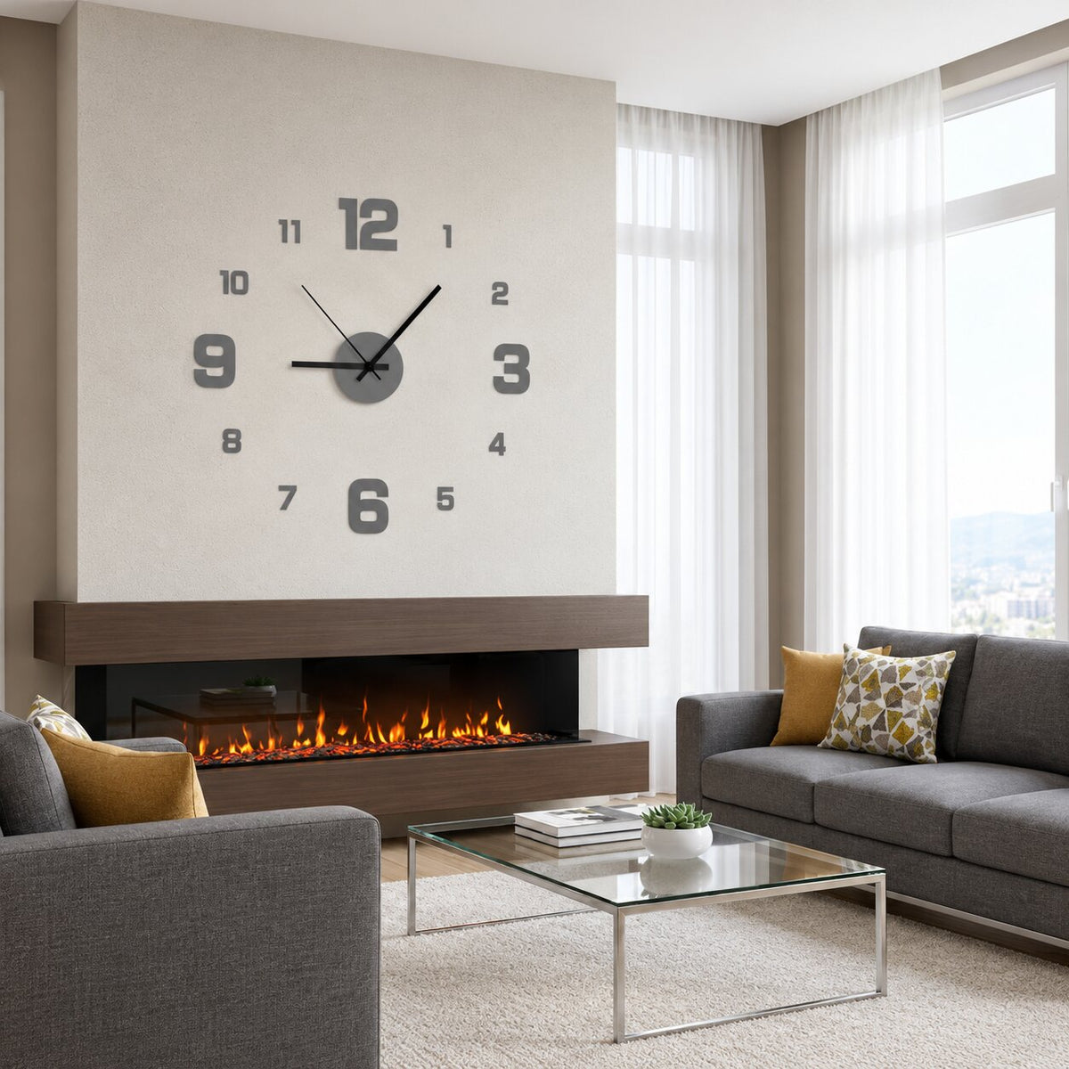 Grande Horloge Murale Autocollante Design