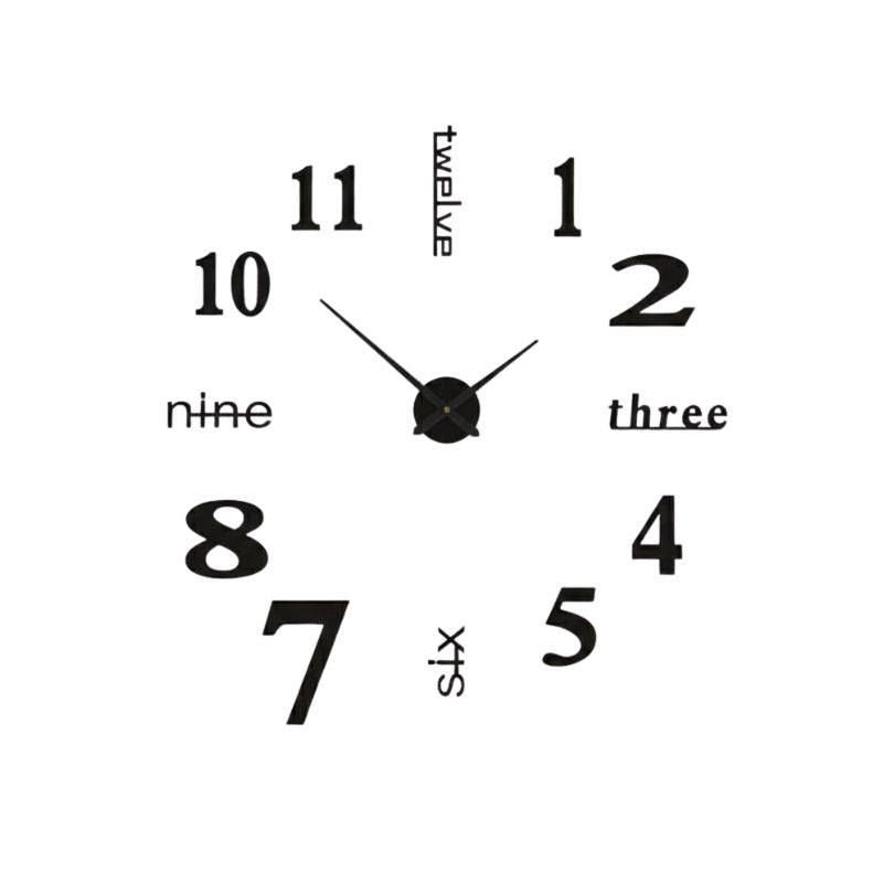 Grande Horloge Murale Autocollante 3D