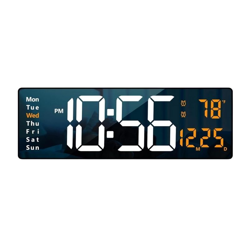Grande Horloge Murale Numérique LED Avec Télécommande
