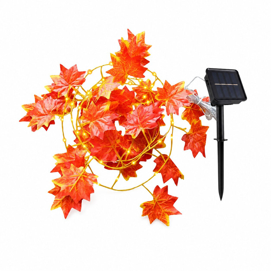 Guirlandes Solaires Feuilles D’Érable LED