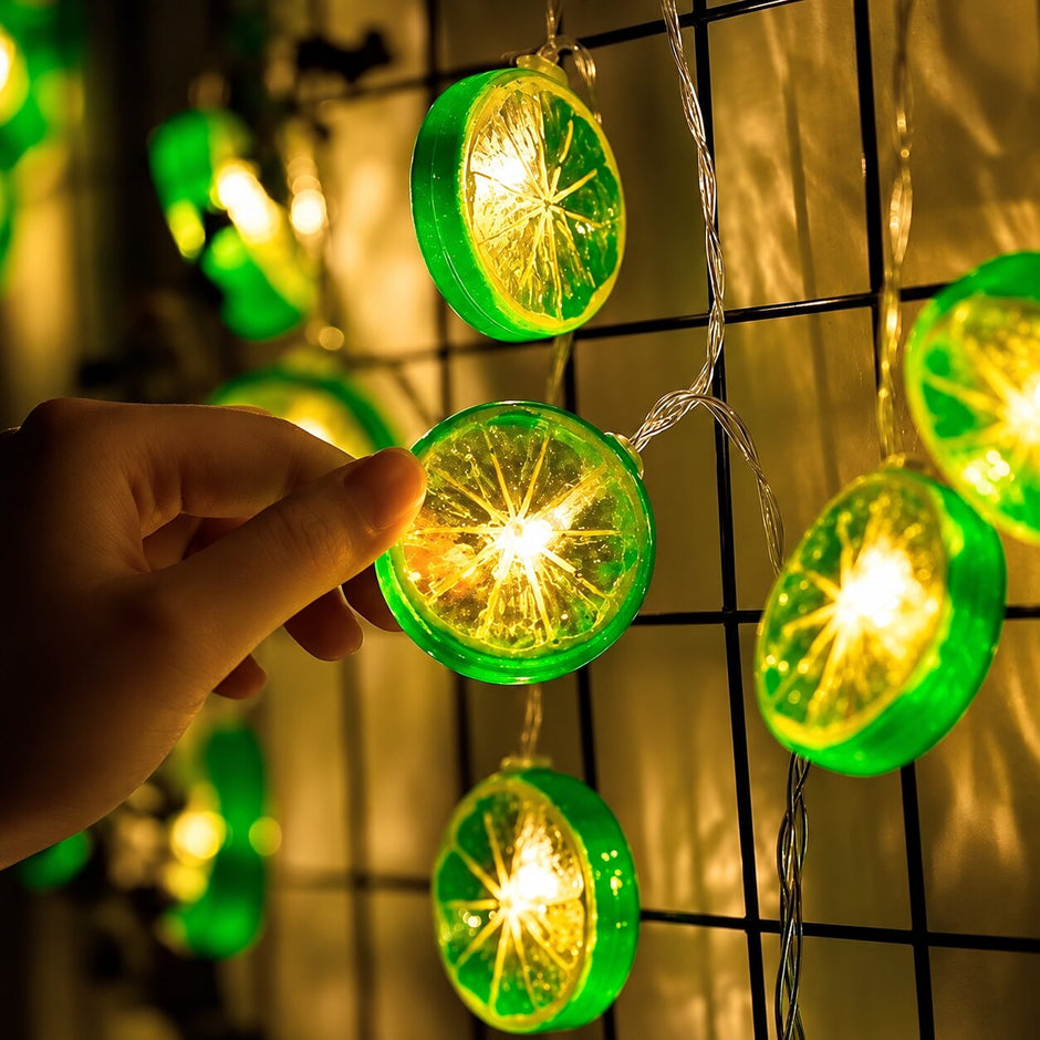 Guirlandes d’Intérieur LED Citron Lumineux, lumières chaudes en forme de rondelles de citron