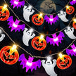 Guirlandes d’Intérieur LED Halloween, citrouilles, fantômes et chauves-souris lumineuses