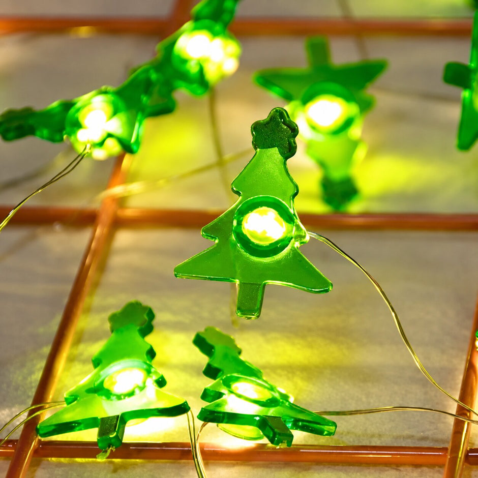 Guirlandes de Noël LED Sapins Verts, lumières vertes en forme de sapins