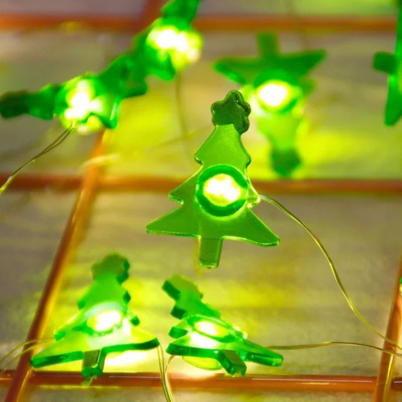 Guirlandes de Noël LED Sapins Verts, Guirlandes Lumineuses 