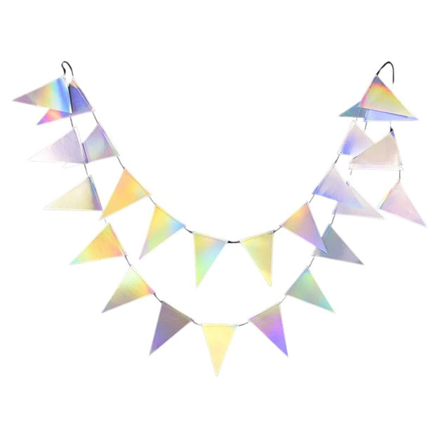 Guirlandes pour Anniversaire Triangle Métallique à Reflets Arc-en-Ciel