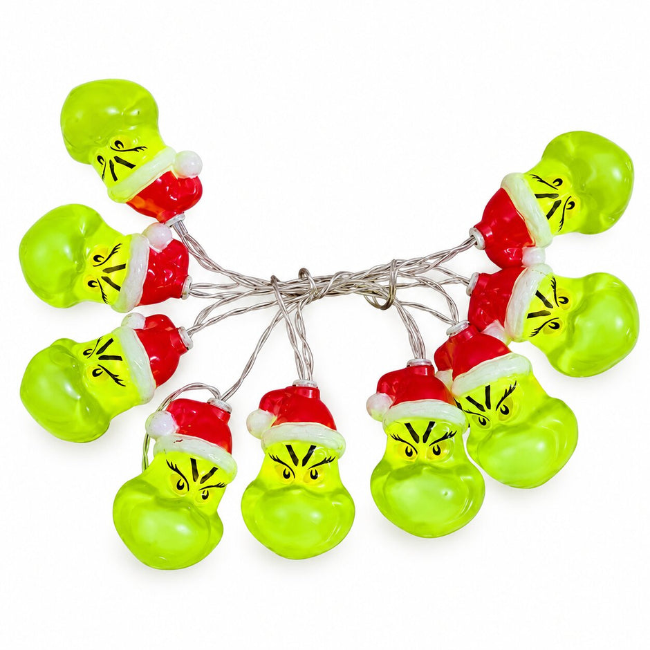 Guirlandes de Noël LED Grinch avec Chapeau Rouge
