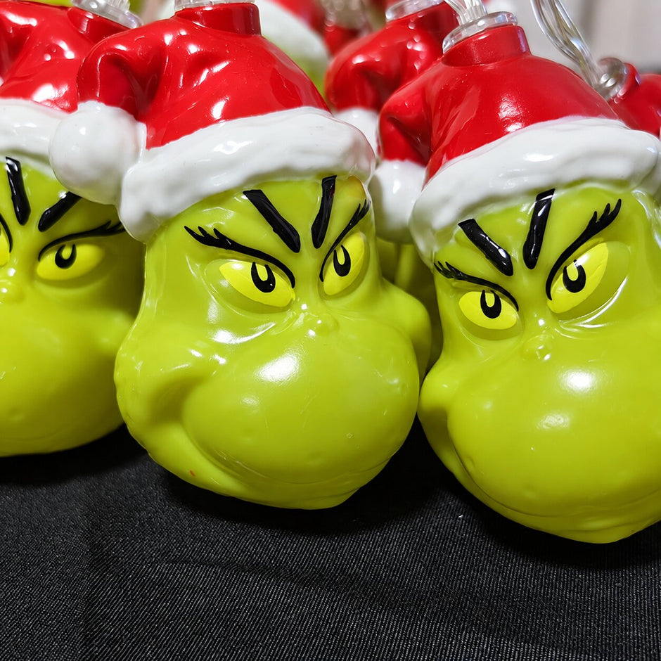 Guirlandes de Noël LED Grinch avec Chapeau Rouge