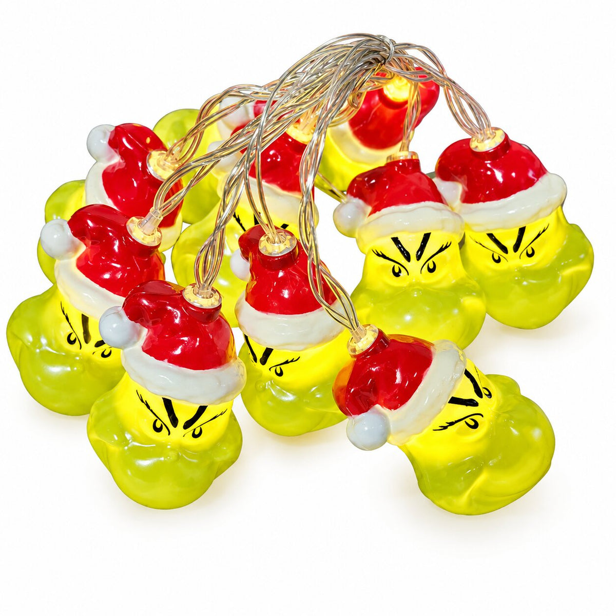 Guirlandes de Noël LED Grinch avec Chapeau Rouge
