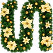 Guirlandes de Noël Lumineuses avec Boules et Fleurs Décoratives