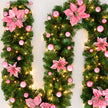 Guirlandes de Noël Lumineuses avec Boules et Fleurs Décoratives