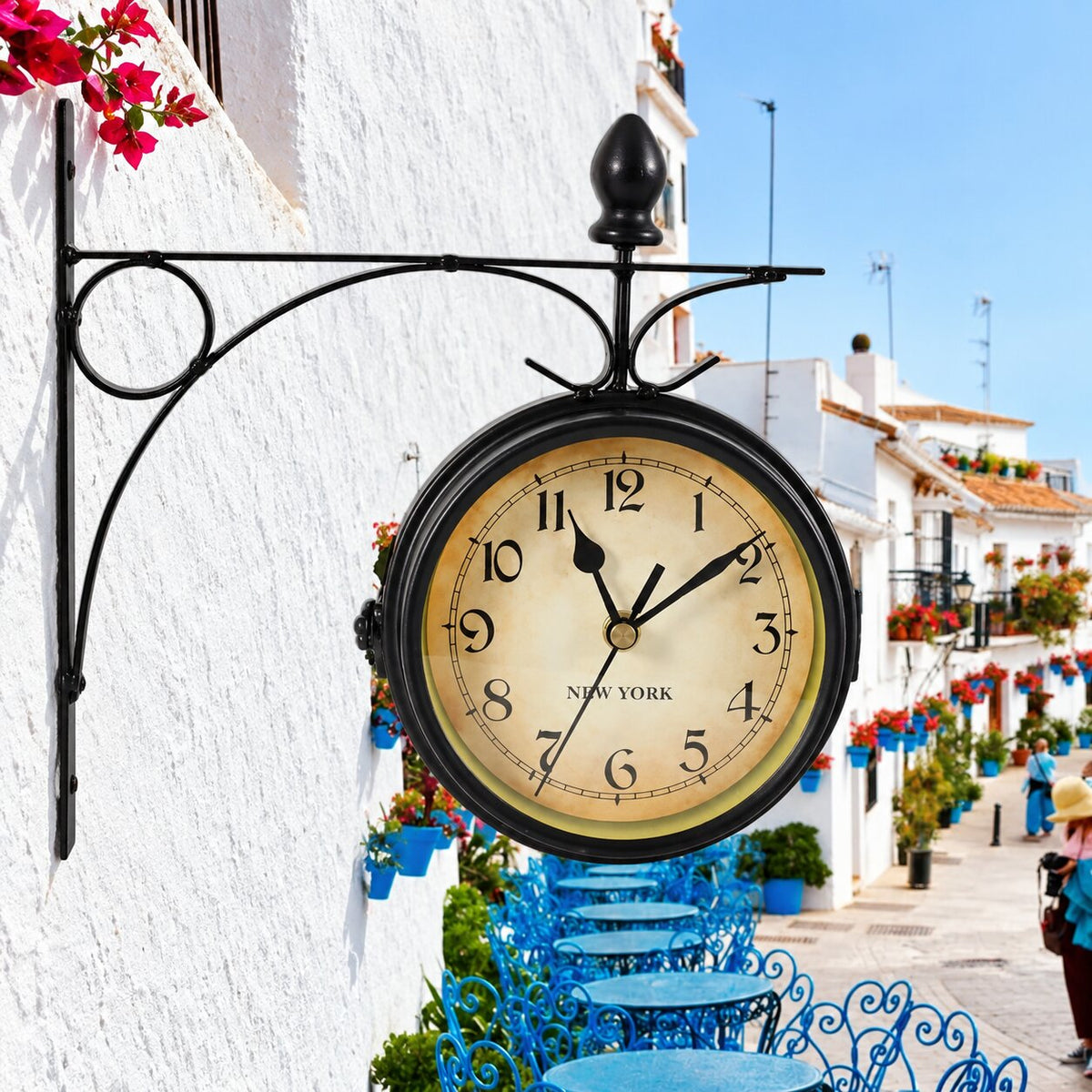 Horloge Murale Double Face Style Station Rétro