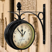 Horloge Murale Double Face Style Station Rétro