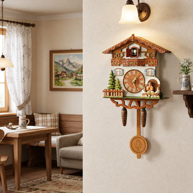Horloge Coucou Murale En Bois Style Chalet Avec Pendule