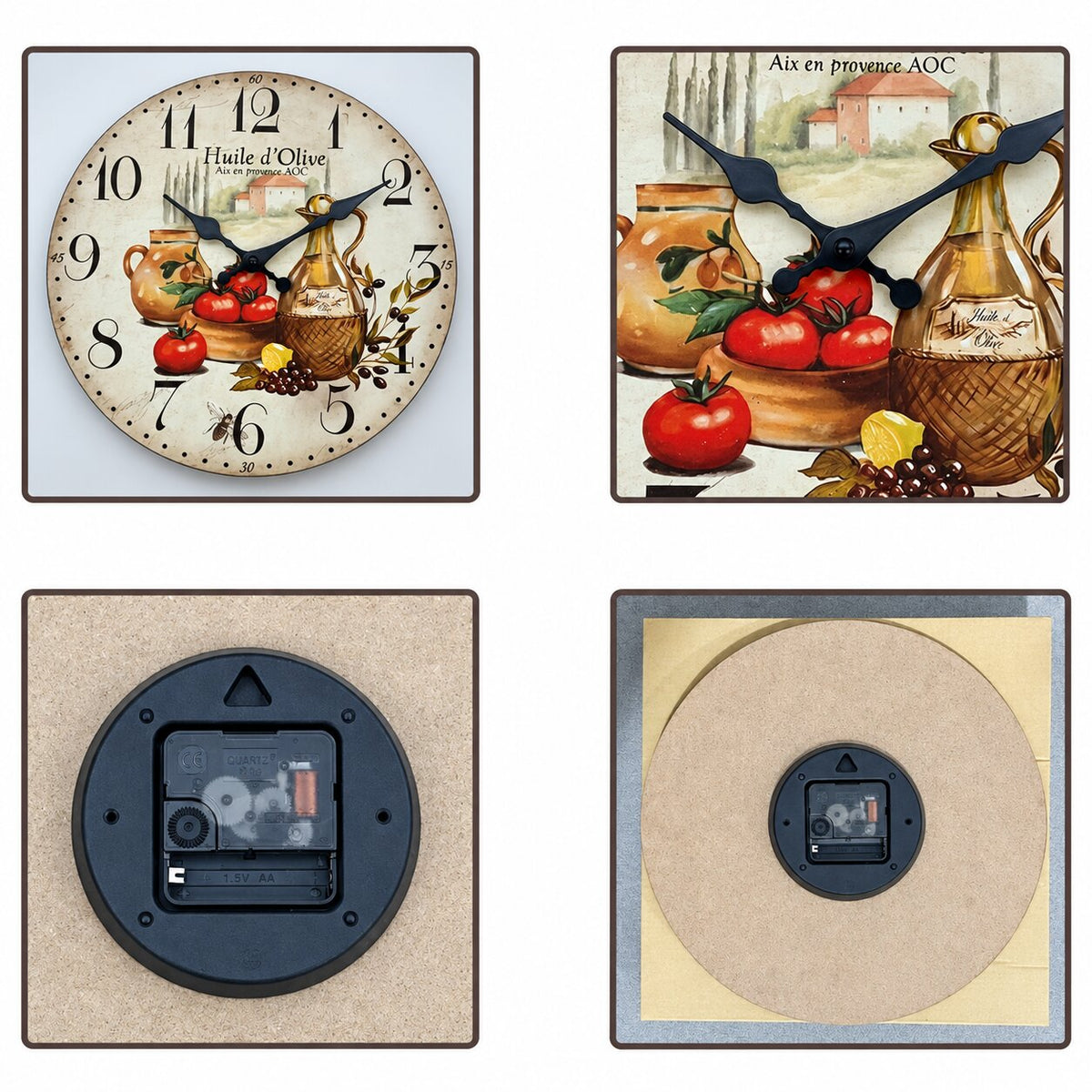 Horloge En Bois Décorative Avec Illustration Cuisine Méditerranéenne