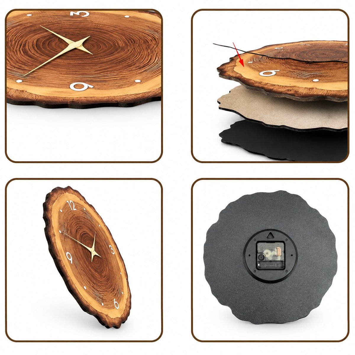 Horloge En Bois Murale Avec Effet Tranche De Bois Naturel