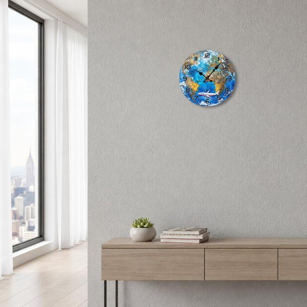 Horloge Monde Décorative Avec Illustration Moderne