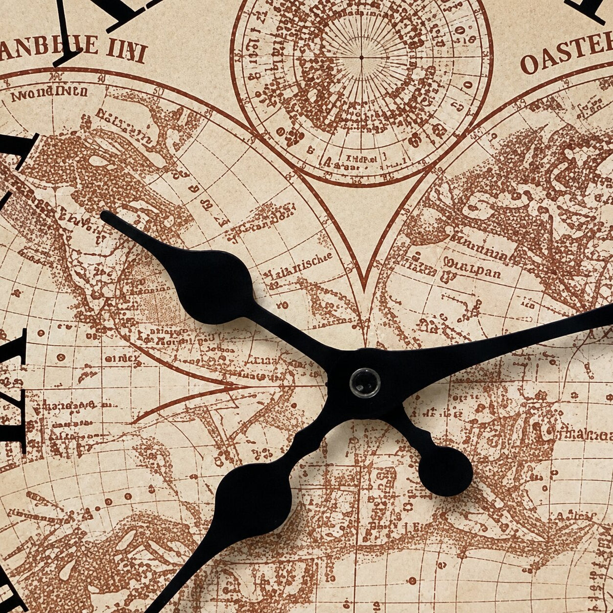 Horloge Monde En Bois Avec Design Carte Géographique Vintage