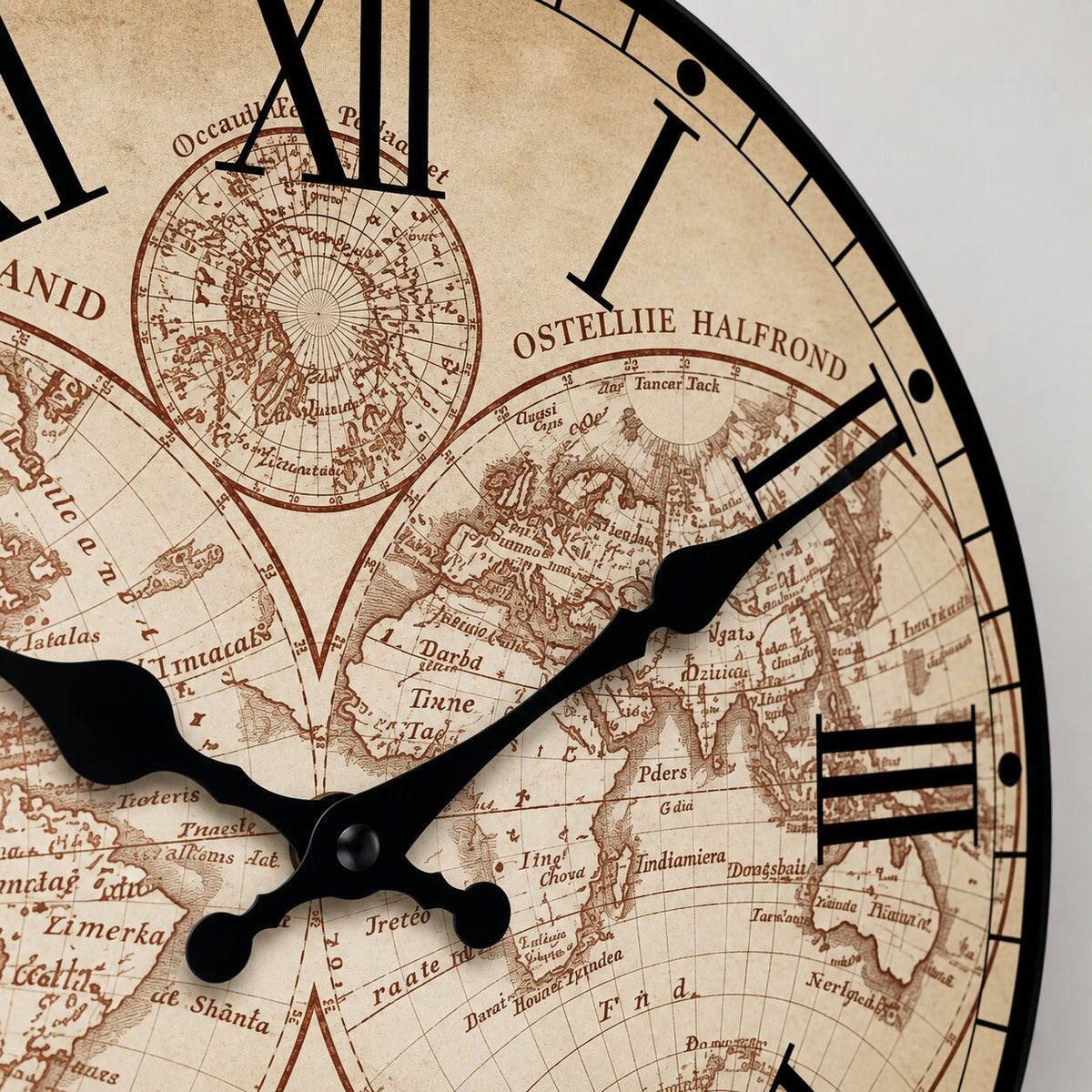 Horloge Monde En Bois Avec Design Carte Géographique Vintage