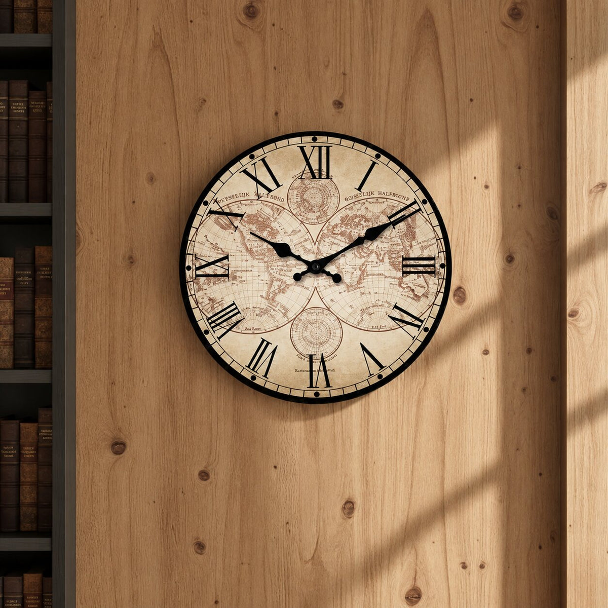 Horloge Monde En Bois Avec Design Carte Géographique Vintage