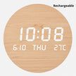 Horloge Murale Numérique LED Effet Bois
