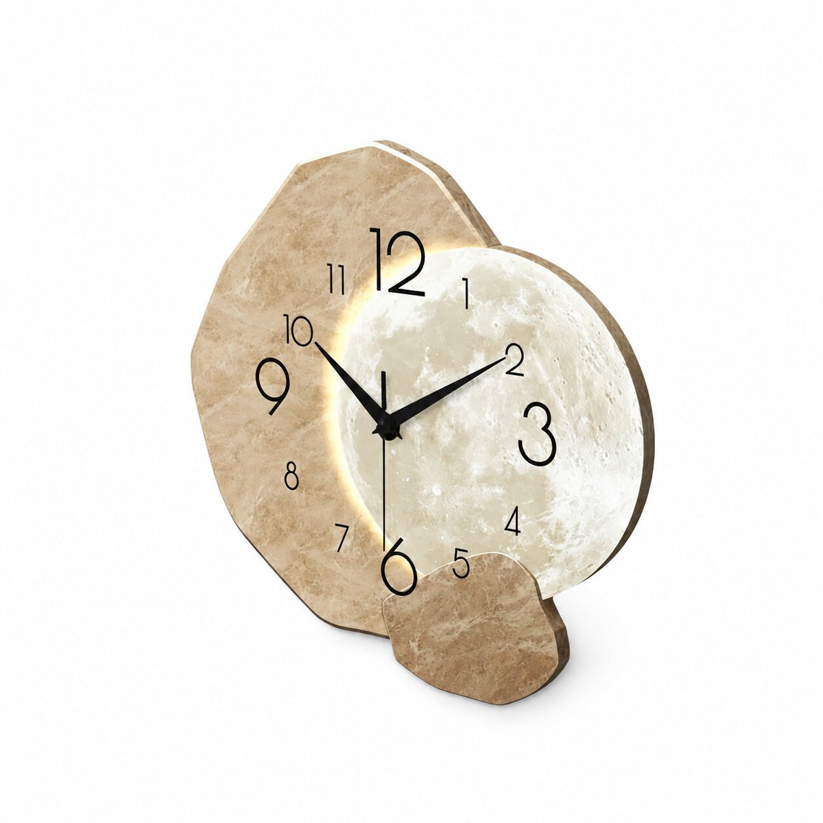 Horloge Murale en Bois au Design Lunaire
