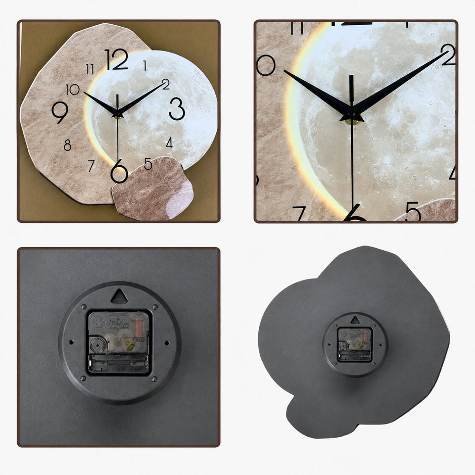Horloge Murale en Bois au Design Lunaire