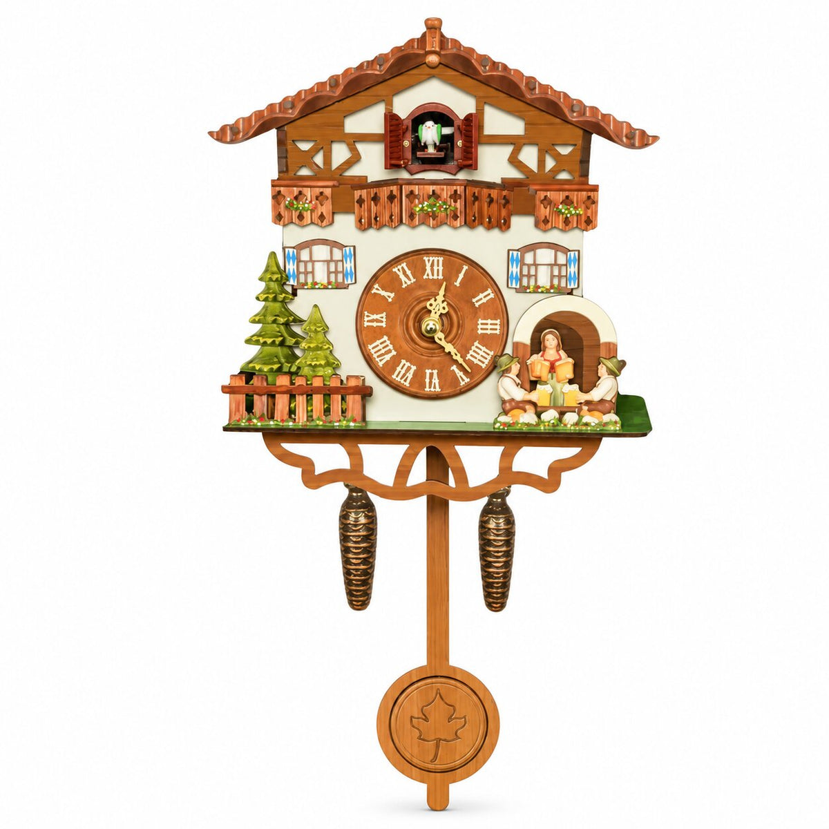 Horloge Coucou Murale En Bois Style Chalet Avec Pendule, horloge décorative à chiffres romains