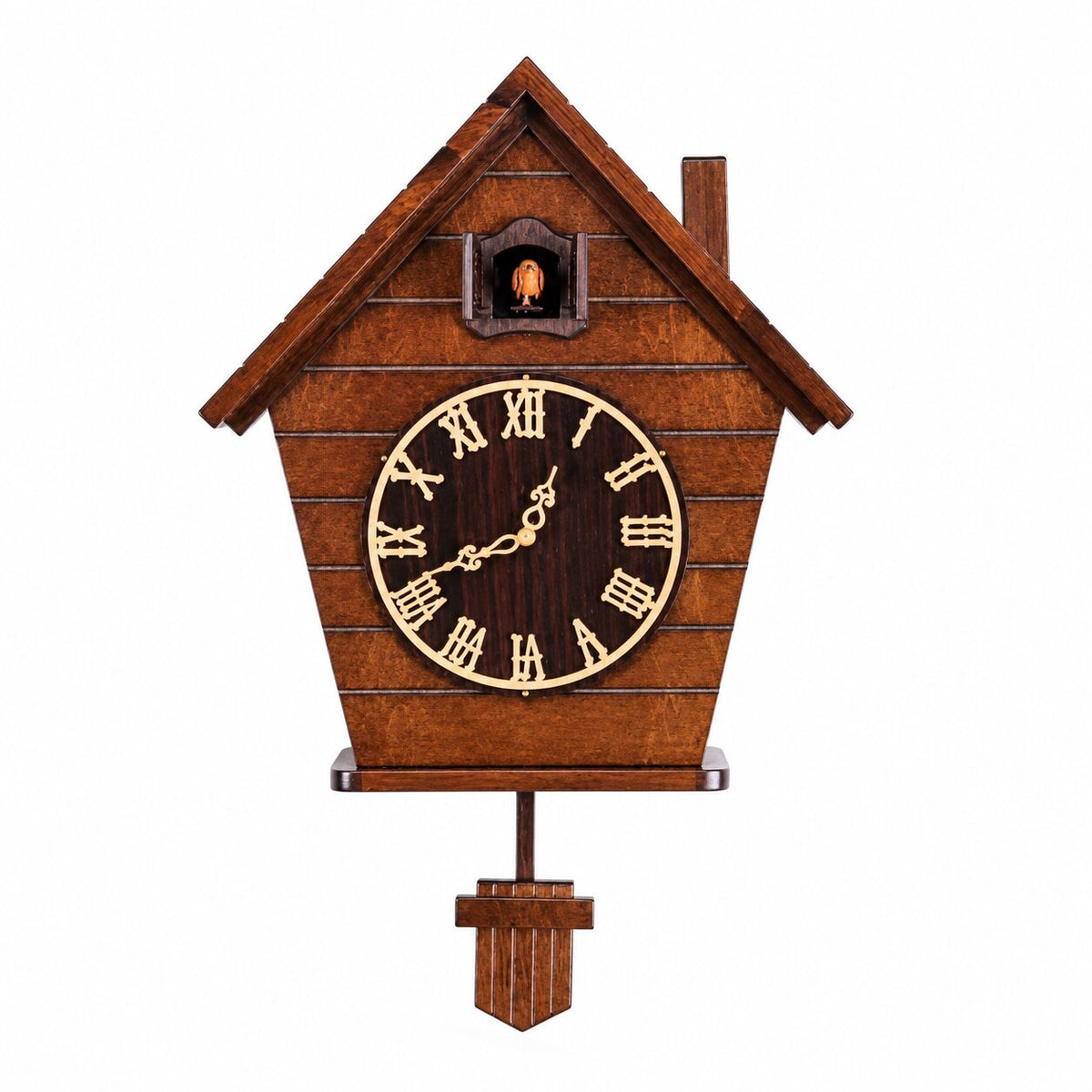 Horloge Coucou Traditionnelle en Bois Massif, horloge murale avec pendule et chiffres romains