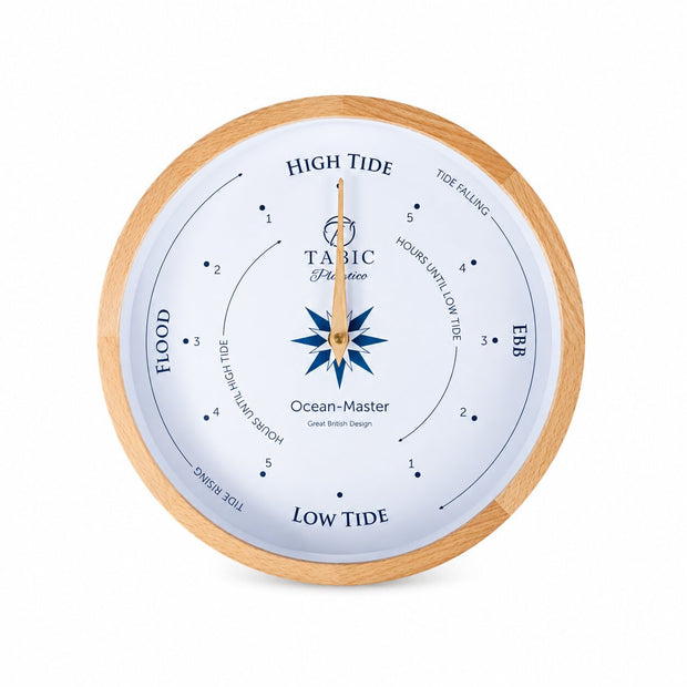 Horloge Des Marées Avec Indicateur Marin, cadran rond avec cadre en bois clair