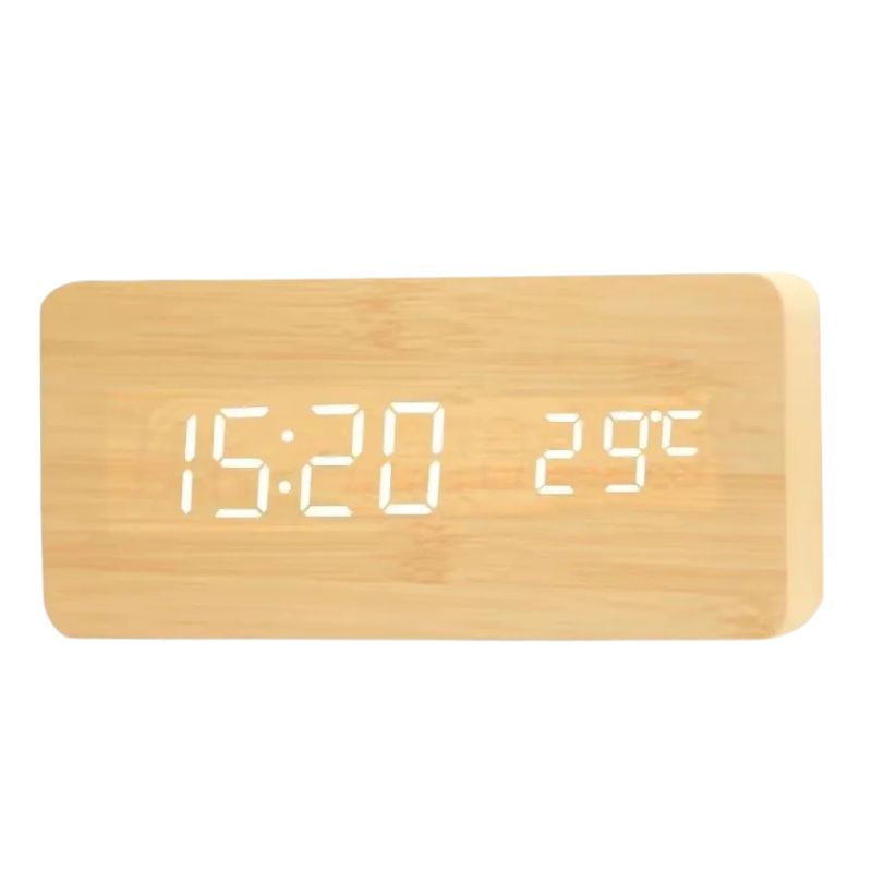 Horloge En Bois Numérique Avec Écran LED
