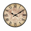 Horloge Monde En Bois Avec Design Carte Géographique Vintage, cadran beige à chiffres romains et carte du monde