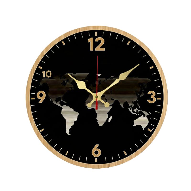 Horloge Murale Avec Design Carte Du Monde, Horloge Murale