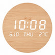Horloge Murale Numérique LED Effet Bois, affichage digital avec heure, date et température