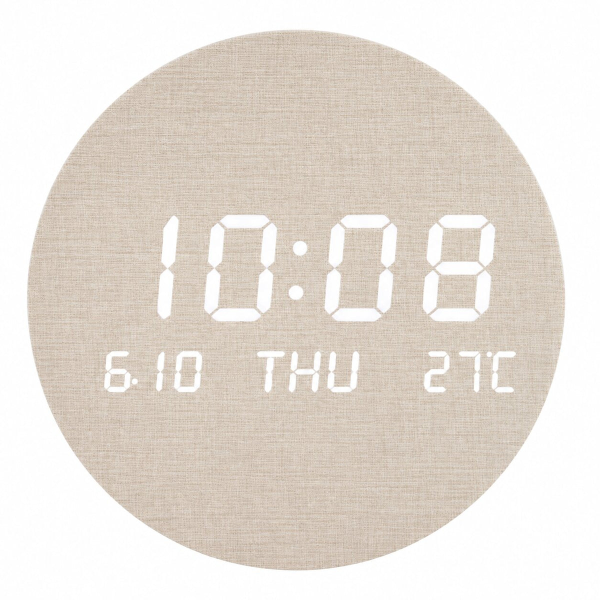 Horloge Murale Numérique LED Ronde, affichage heure, date et température