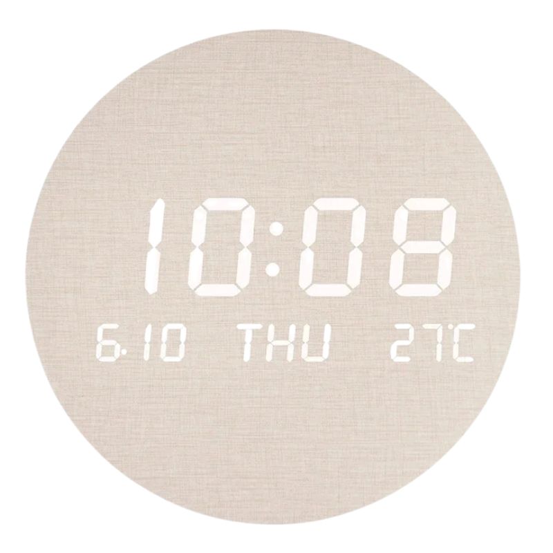 Horloge Murale Numérique LED Ronde, Horloge Numérique 
