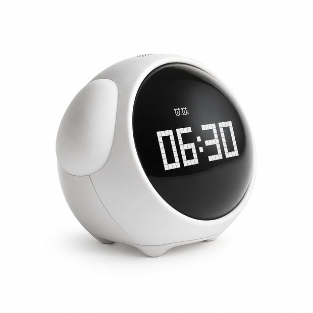 Horloge Parlante Ludique Avec Commande Vocale, réveil numérique blanc à écran noir