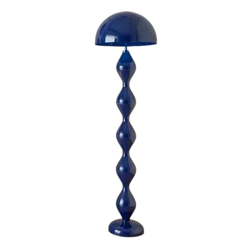 Lampadaire Champignon Bleue Avec Pied Sculpté Et Abat Jour Rond