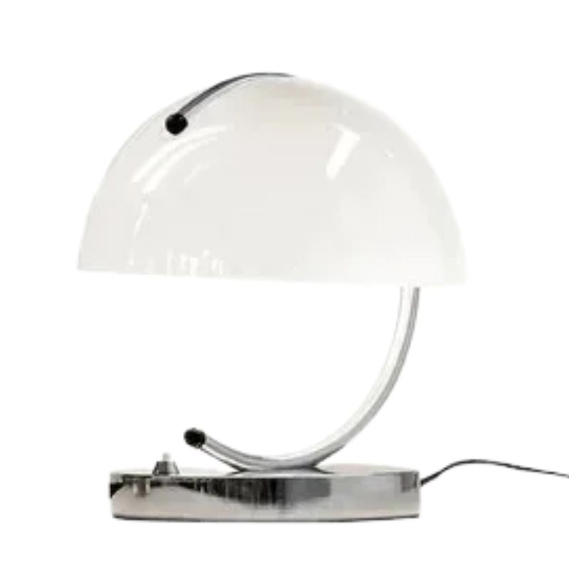 Lampe Champignon Blanc En Verre Et Métal Style Contemporain