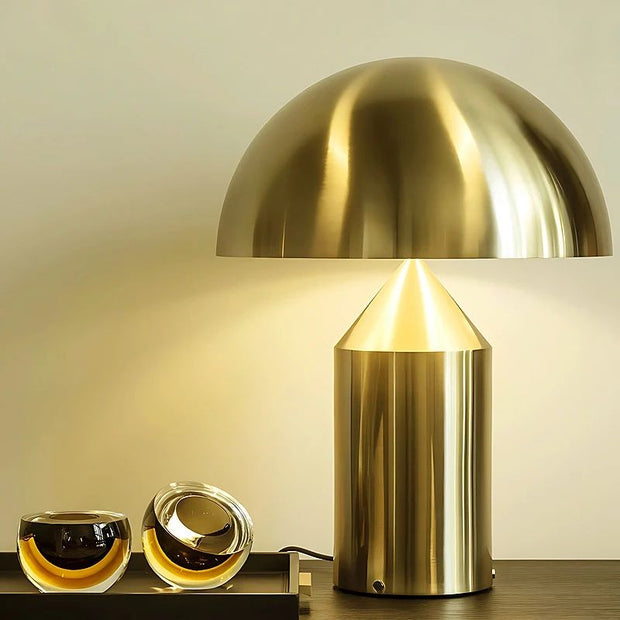 Lampe Champignon Dorée Sculpturale Et Contemporaine, Lampe  Champignon Dorée