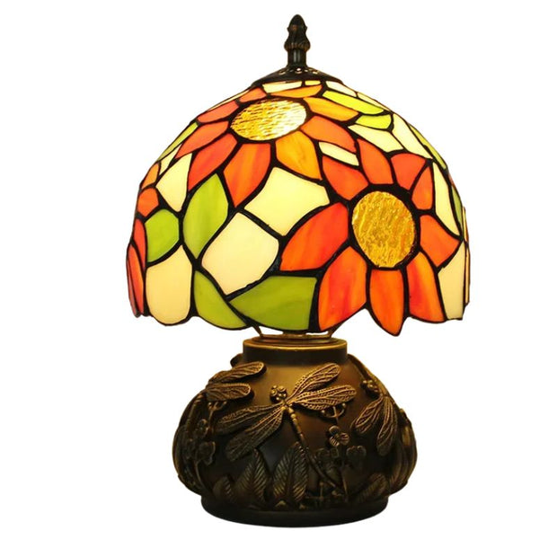 Lampe Champignon En Pâte De Verre Colorée Avec Pied Sculpté