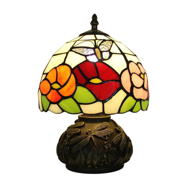 Lampe Champignon En Pâte De Verre Fleurie