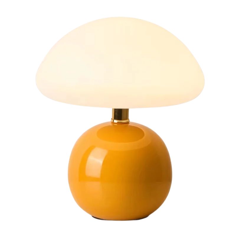 Lampe Champignon Orange Avec Abat Jour Blanc Élégante