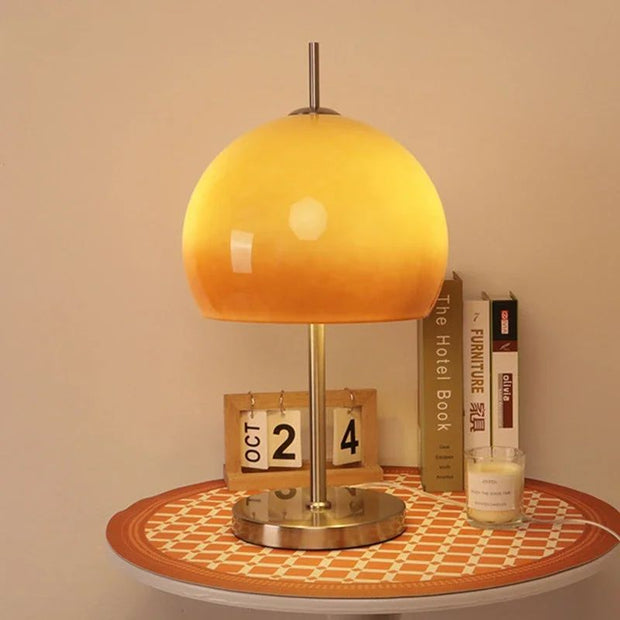 Lampe Champignon Orange En Verre Brillant, Lampe Champignon Design Rétro